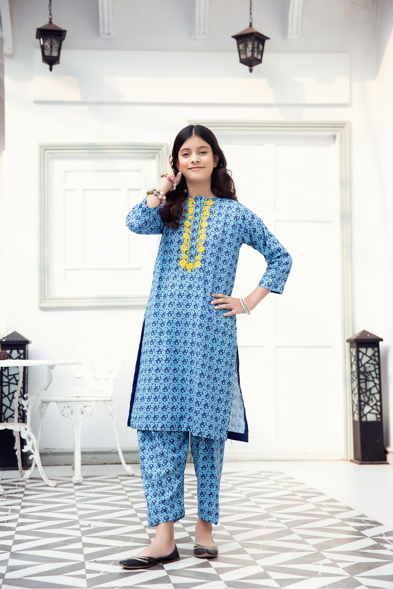 Ready to wear: Printed khadar shirt trouzer with embriodery