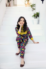 Ready to wear: Printed floral khadar embroided shirt with trouser