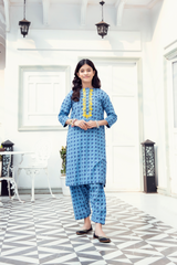 Ready to wear: Printed khadar shirt trouzer with embriodery